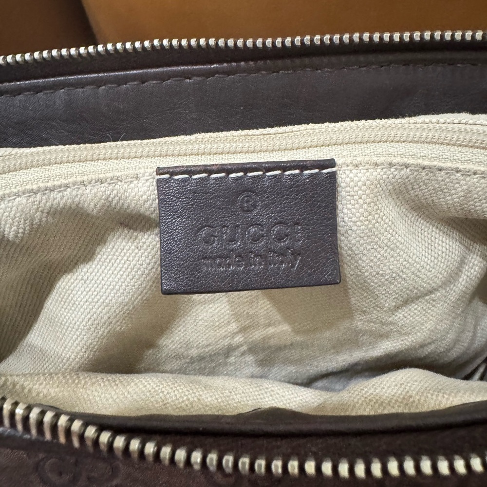 Gucci Dark Brown GG Embossed Leather Shoulder Bag - Picture 7 of 12